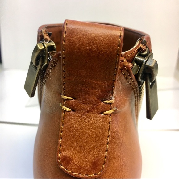 Zipper Booties in Cognac Tan w/ Mid Block Heel - Picture 2 of 7